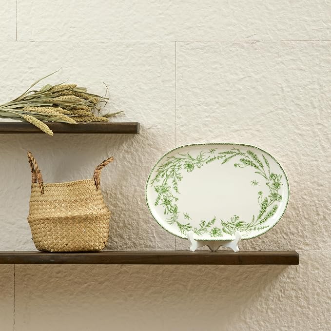 Bico Green Garden Toile De Jouy 16 plus 12 inch Oval Platters Set, Microwave - Image 5
