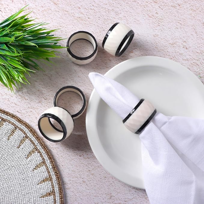 Black White Epoxy Resin Napkin Rings Set of 12 | Premium epoxy resin, - Image 6