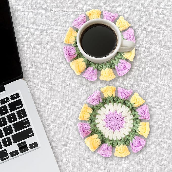 Crochet Flower Coasters, Handmade Bouquet Coasters - Image 5