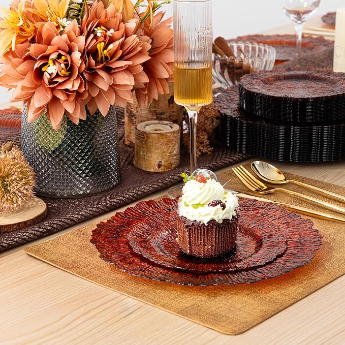 U-QE 60PCS Amber Plastic Plates - Image 3