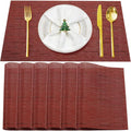Placemats Set of 6, Vinyl Woven Red Non Slip Table Mats | Heat Resistant by BxzanDya-LifeSmartMaker