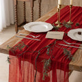 10Pcs Red Cheesecloth Table Runner 120 Inches by KEKETOARRANGE