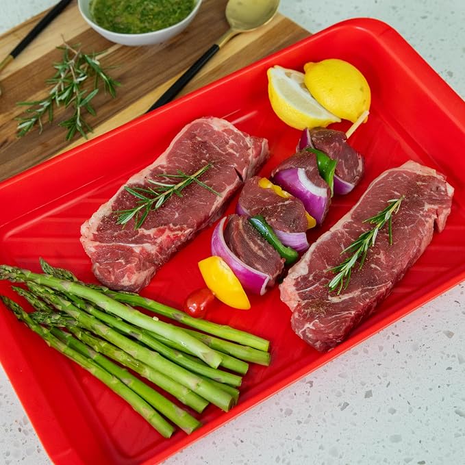 AVIEUS Grill Prep and Serve Trays | Set of 2 Stackable, Melamine Trays | - Image 9