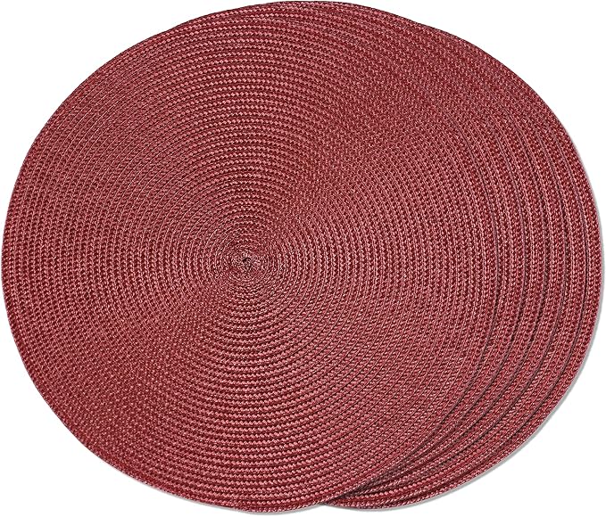 FunWheat Round Braided Placemats Set of 6 Table Mats by FunWheat