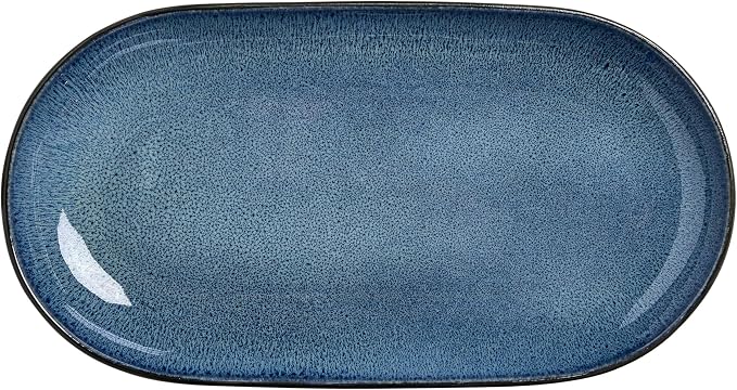 SANGO Resona Blue Serving Platters Set of 2, 14/12 Inch Stoneware Serving Dishes - Image 9