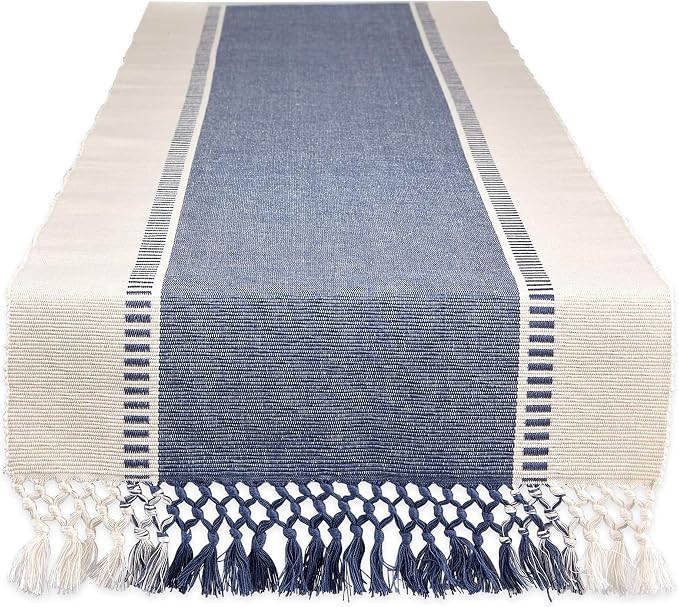 DII Dobby Stripe Woven Table Runner, 13x108 French Blue by DII