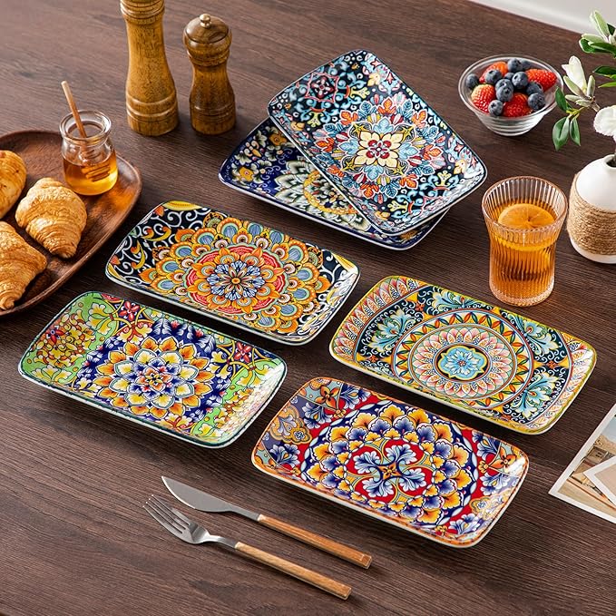 vancasso Simi 9.5 Inch Rectangular Dinner Plates Set of 6 - Image 5