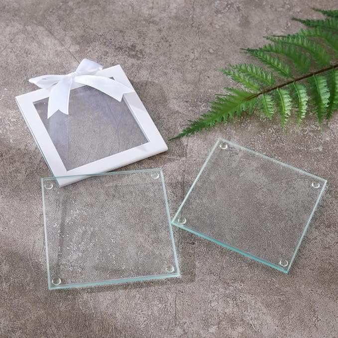 Kate Aspen Clear Glass Drink Coasters Set of 12 - Image 7