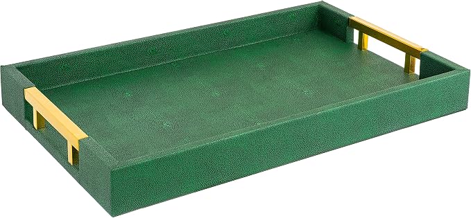 Modern Elegant 17.5"x12" Rectangle Emerald Green Shagreen Faux Leather by HomeRedefined