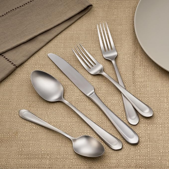 Hampton Forge Silverware Set, Alessi Mirror 20 Piece Everyday Flatware Set - Image 4