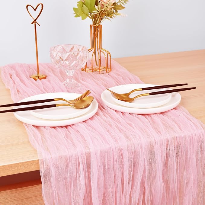 Pink Cheesecloth Table Runner Cheese Cloth Wedding Birthday Party Decor | 10Ft - Image 4