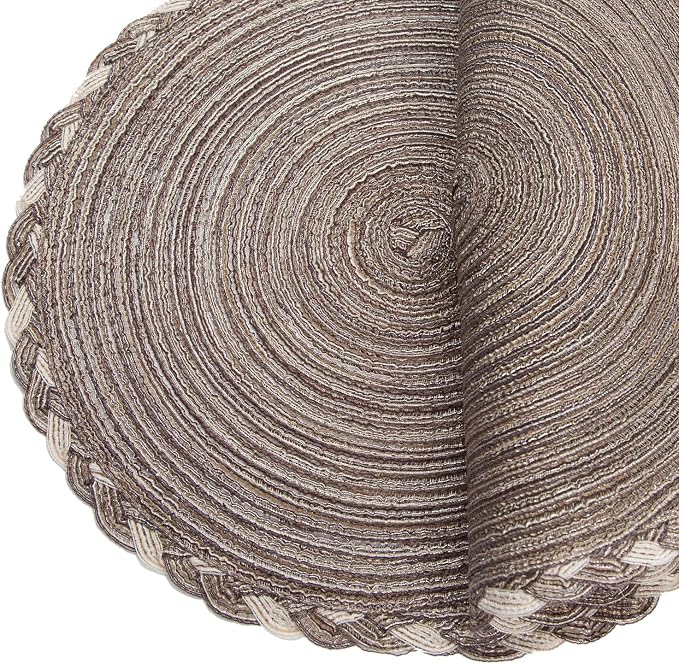 SHACOS Round Placemats Set of 6 Braided Glitter Round Table Placemats 15 inch - Image 6