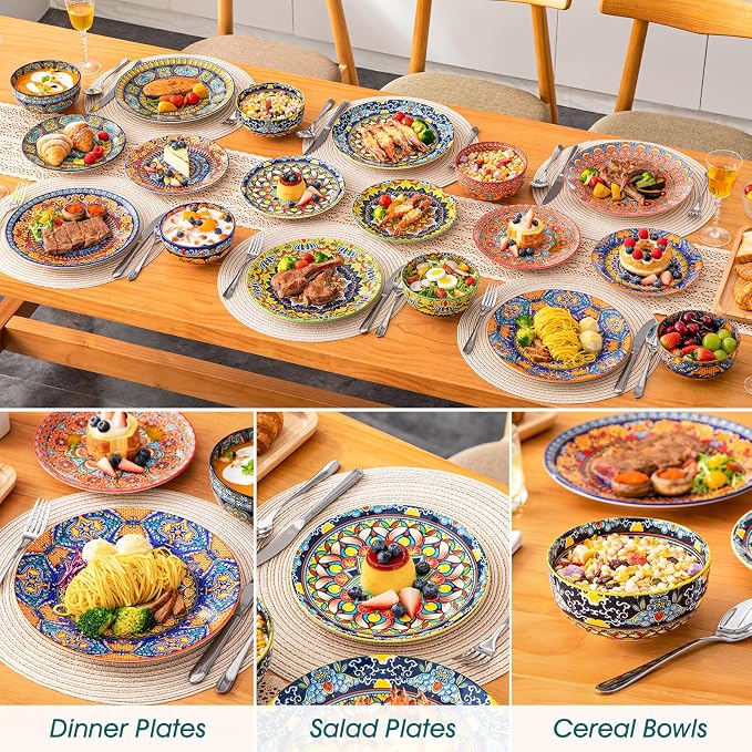 vancasso 18-Piece Dinnerware Sets, Ceramic Plates and Bowls Sets Service - Image 6
