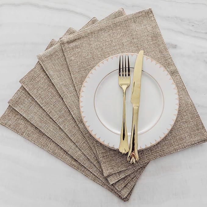 Home Brilliant Linen Placemats Set of 4 Heat Resistant Dining Table Cloth Place - Image 7