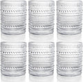 ZOOFOX Set of 6 Romantic Water Glasses, 12 oz Hobnail Glasses Tumbler by zoofox