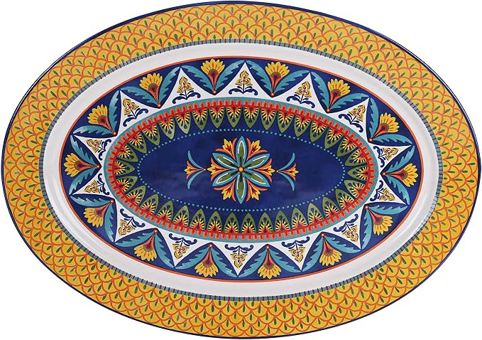Bico Havana Ceramic 16 inch Oval Platter, Microwave & Dishwasher Safe by Bico