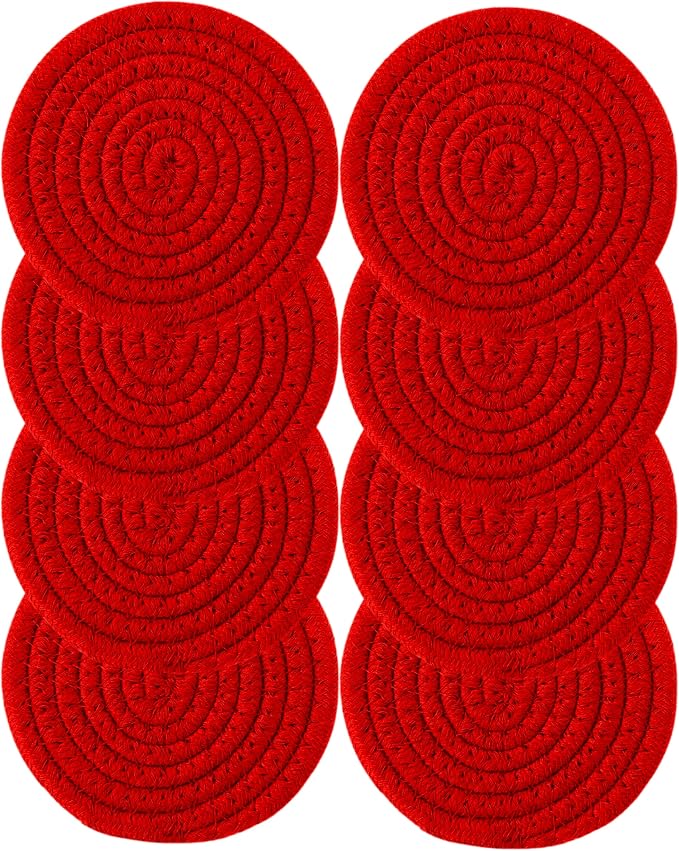 8PCS Cotton Round Woven Coasters Drink by KillersInstinctOutdoors