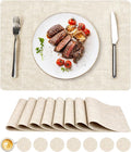 NCUE Vinyl Placemats Set of 8, Heat Resistant, Nonslip Faux Leather Waterproof by NCUE