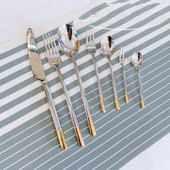 Silverware Set Service for 20, IKXO 80-Piece Modern Stainless Steel Flatware - Image 5