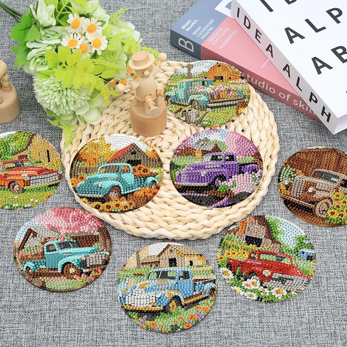 Ekuxom 8 PCS Truck Diamond Art Coasters Kits - Image 5