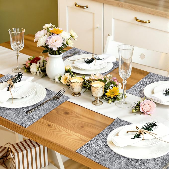 Faux Leather Heat Resistant Placemats 6 Packs, Waterproof Wipeable Dining PU - Image 7