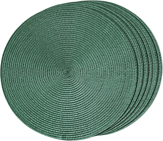 FunWheat Round Braided Placemats Set of 6 Table Mats by FunWheat