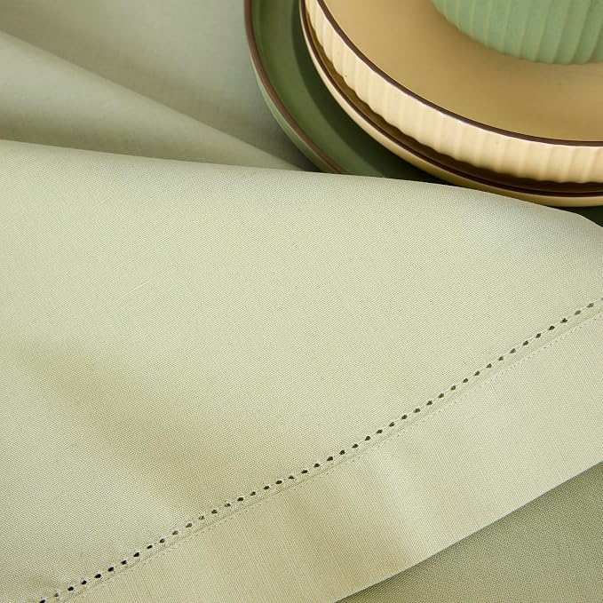 Solino Home Cotton Linen Dining Table Runner Sage Hemstitch, 14 x 108 in | - Image 7