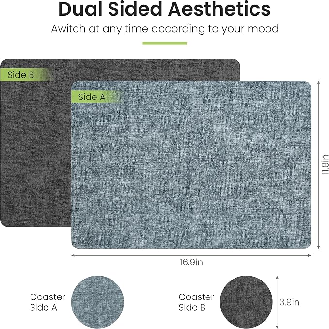 Fyvva Placemats Set of 4 Wipeable Reversible Faux Leather - Image 2