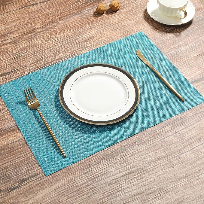 SHACOS Woven Vinyl Placemats Set of 4 Non Slip Heat Resistant Place Mats - Image 5