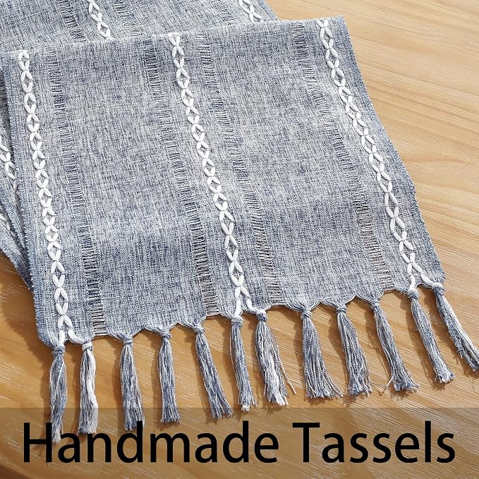 Rustic Boho Table Runner, Farmhouse Table Runners 90 Inches Long - Image 9