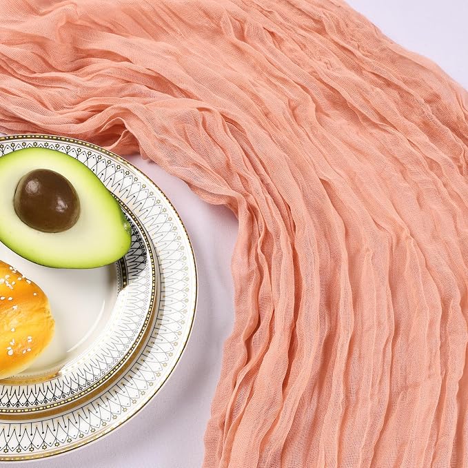 12 Pack 10Ft Peach Cheesecloth Table Runner 23 x 120 Inch | Gauze Rustic Boho - Image 5