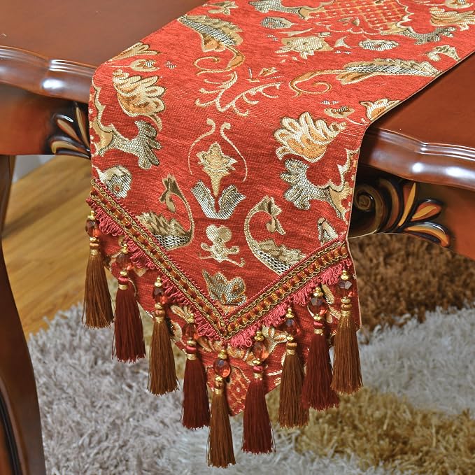 Extra Luxury Velvet Red Table Runner 120 Inches Long - Image 5