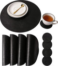 Embossed PU Leather Placemats, Waterproof Coffee Coasters, Kitchen Table Mats by JOVONO