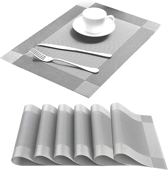 Table Placemats Dining Table Place Mats Set of 6 Heat Resistant Insulation by Yiaizhuo