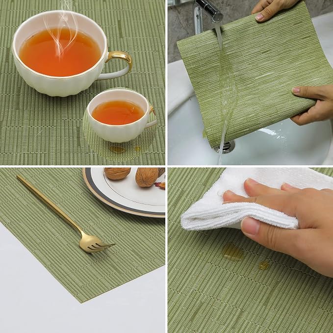 SHACOS Placemats Set of 4 Woven Vinyl Place Mats - Image 7