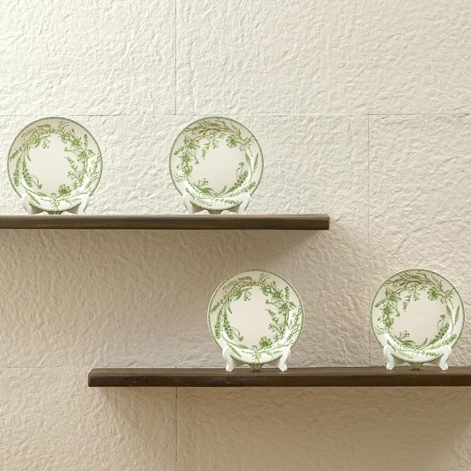 Bico Green Garden Toile De Jouy Salad Plates Set of 4, 8.75 Inch Ceramic - Image 4