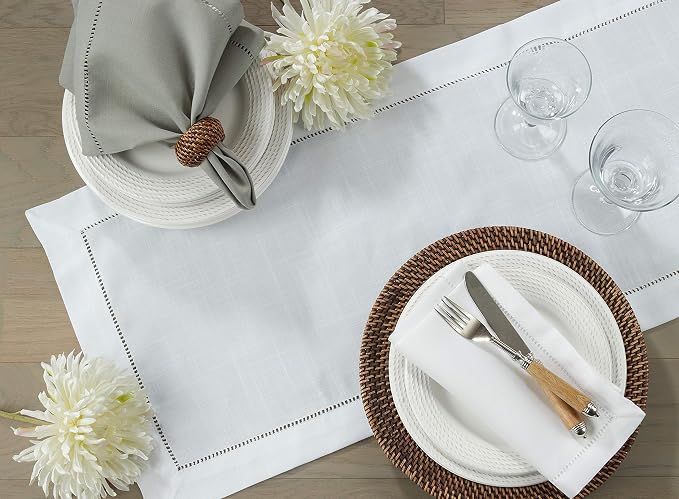SARO LIFESTYLE Hemstitched Border Table Runner - Image 3