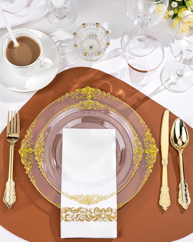 Nervure 100Pcs 10.25'' Clear Plastic Plates, Party Plates - Image 6