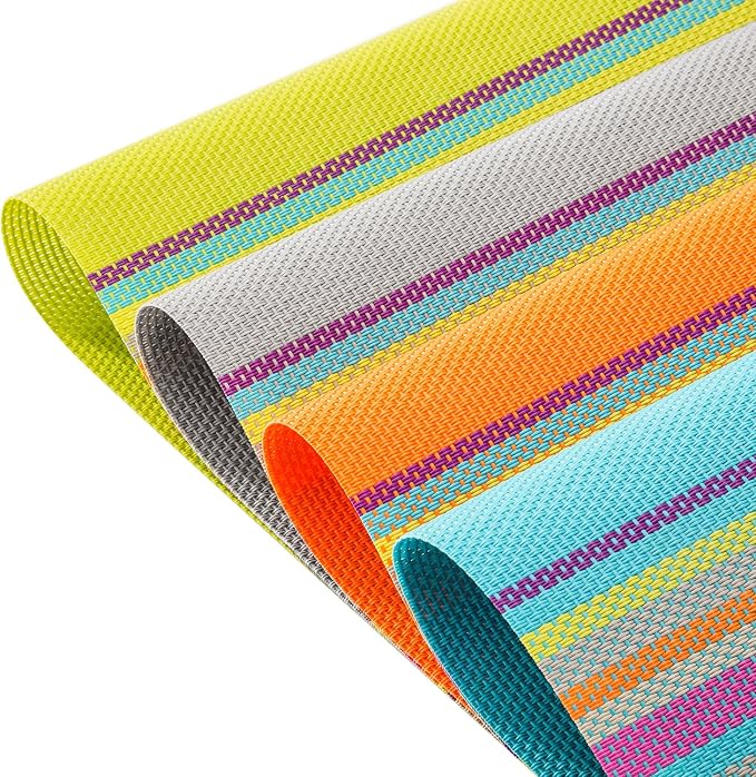 SHACOS Placemats Set of 4 Colorful Woven Vinyl Place Mats - Image 6