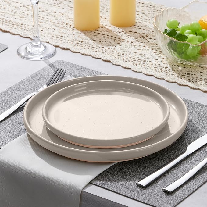 LIANYU Stoneware Dinner Plates Set of 4, 10.5 Inch Porcelain Kitchen Plates - Image 3