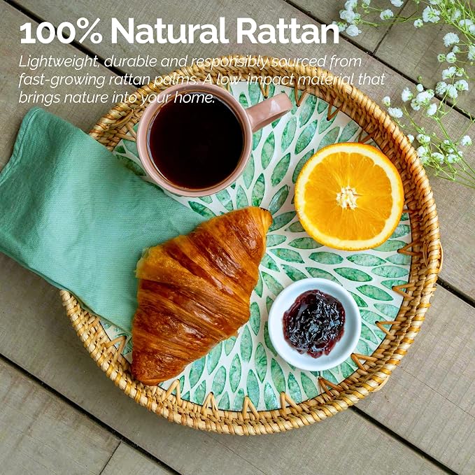 JUNGLE CULTURE Round Rattan Tray - Image 2