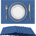 Faux Cotton Linen Placemats Set of 8, Cloth Washable Farmhouse Dining Table Mats by homing