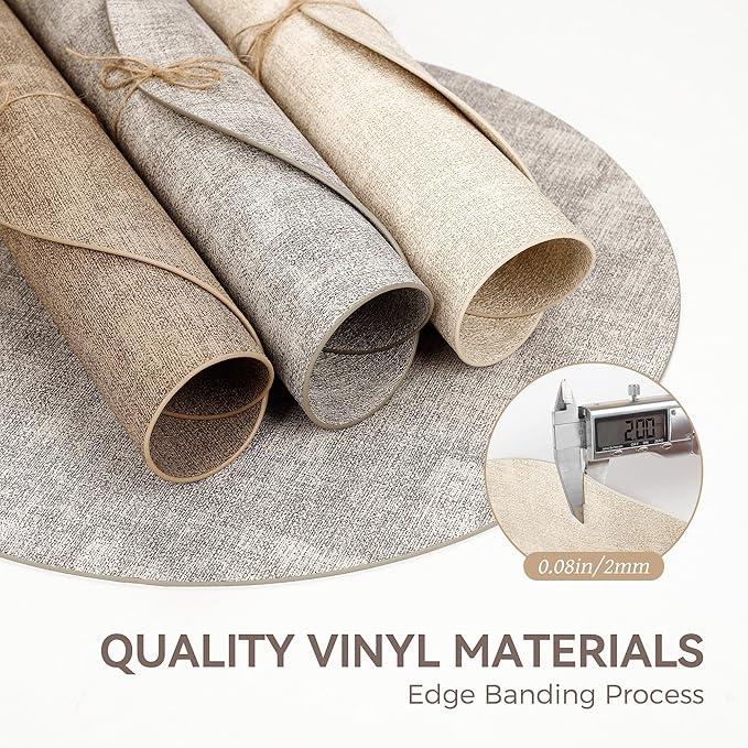 13" Round Placemats Set of 6, Reversible Faux Leather Heat Resistant Table Mats - Image 5