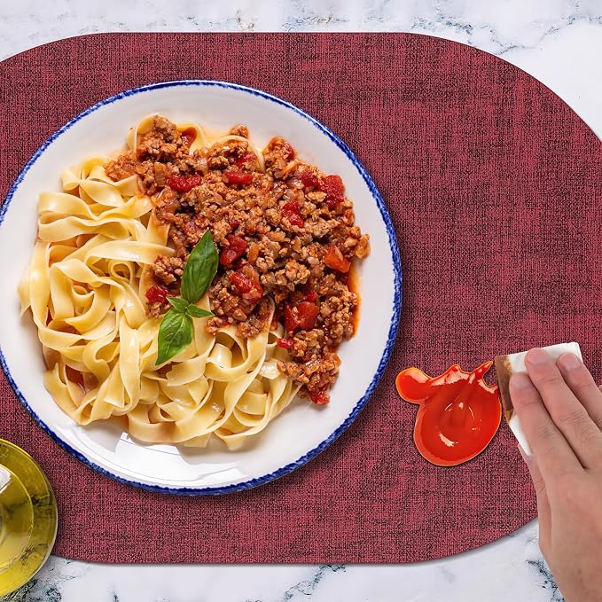 Placemats for Dining Table Set of 4 Non-Slip, Heat Resistant Oval Leather - Image 3