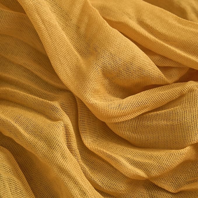 Asee'm Gold Yellow Cheesecloth Table Runner Summer 10FT Boho Rustic Gauze | - Image 5