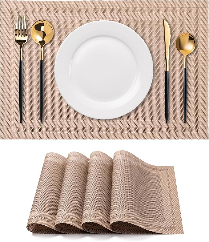 Placemats Set of 4 Washable Indoor | Outdoor Vinyl Place Mats by CADONO