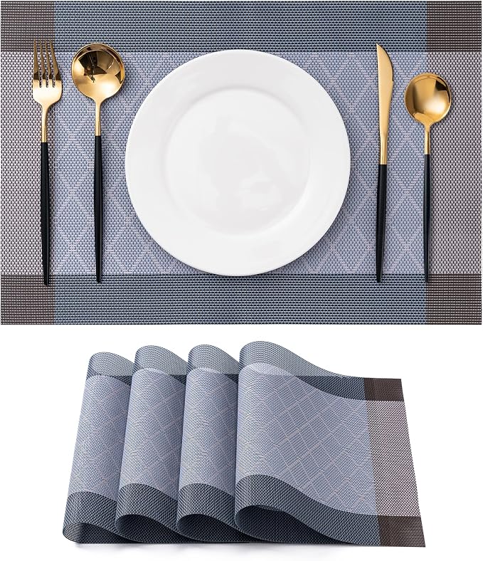 Placemats Set of 4 Washable Indoor | Outdoor Vinyl Place Mats by CADONO