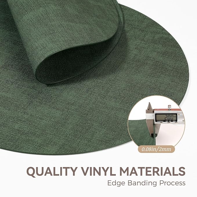 13" Round Placemats Set of 12, Reversible Faux Leather Heat Resistant Table Mats - Image 5
