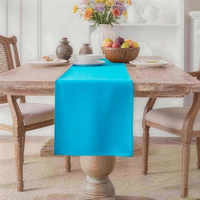 MEANMOY Teal Table Runner 90 Inches Long Waterproof Table Runners | Washable by MEANMOY