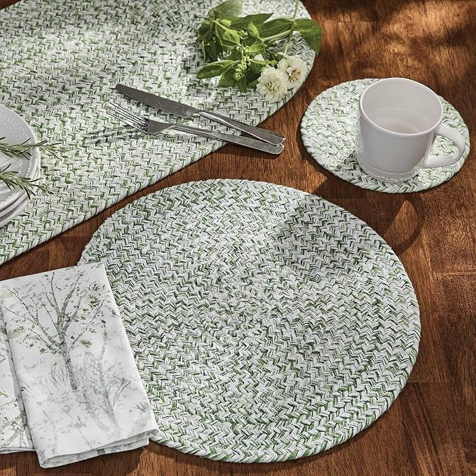 Park Designs Spice Bin Table Runner 15" x 54", Mint Braided | Cotton | Braided - Image 2